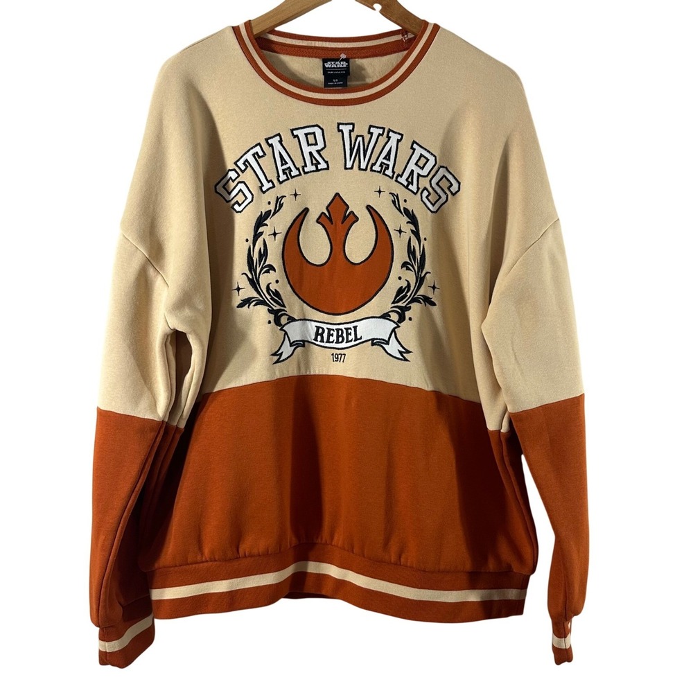 Star Wars Our Universe BoxLunch Rebel Alliance Colorblock Sweatshirt Mens‎ L Tan